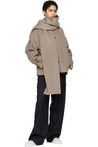 Axel Arigato Taupe Dew Scarf Detailed Jacket