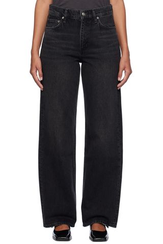 rag & bone Black Shea Relaxed Straight Jeans