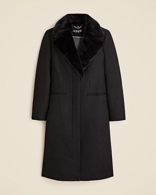 Collection Savoy Faux Fur-Trim Topcoat in Italian Wool-Blend Melton