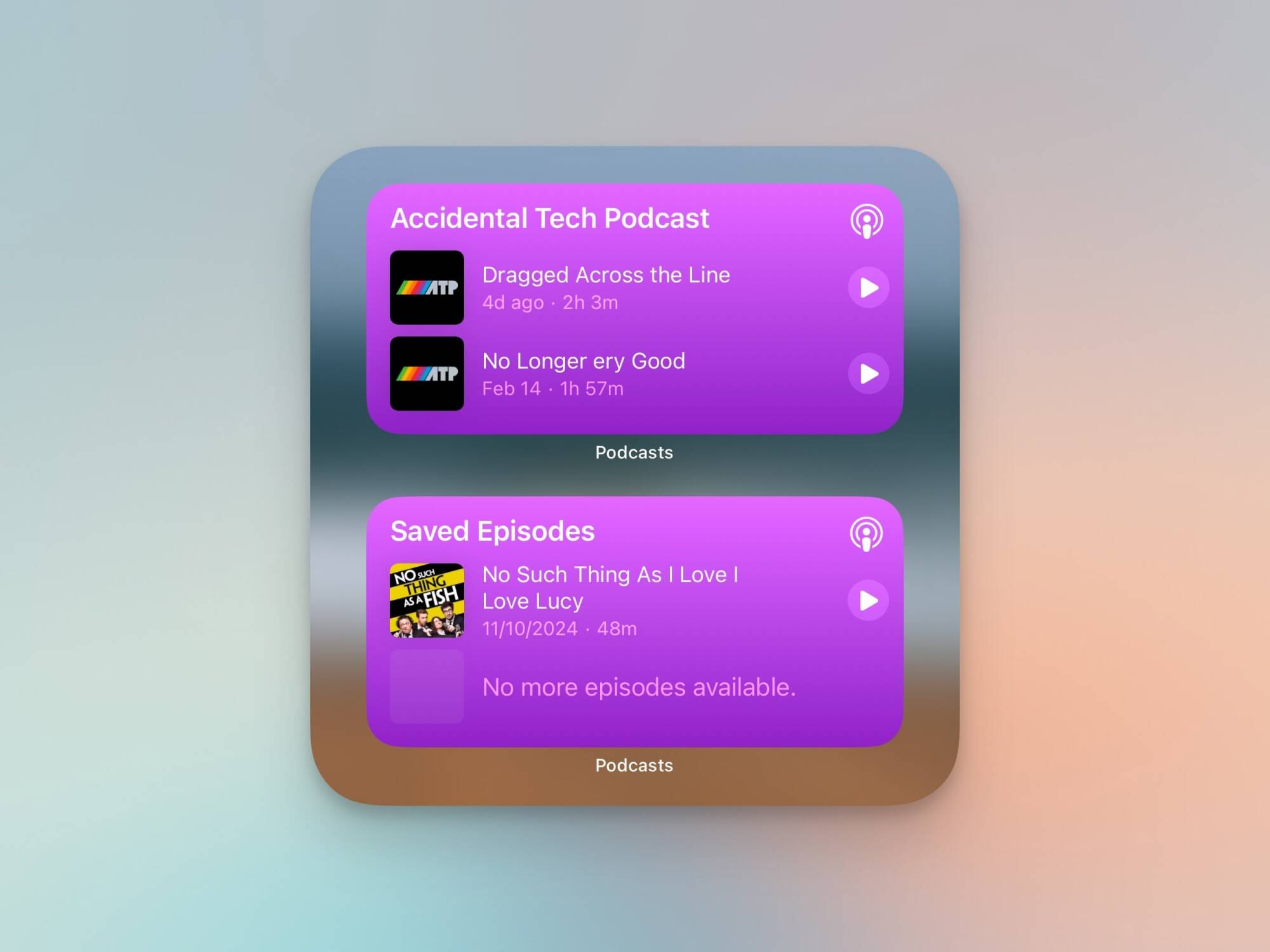 Podcasts widgets.