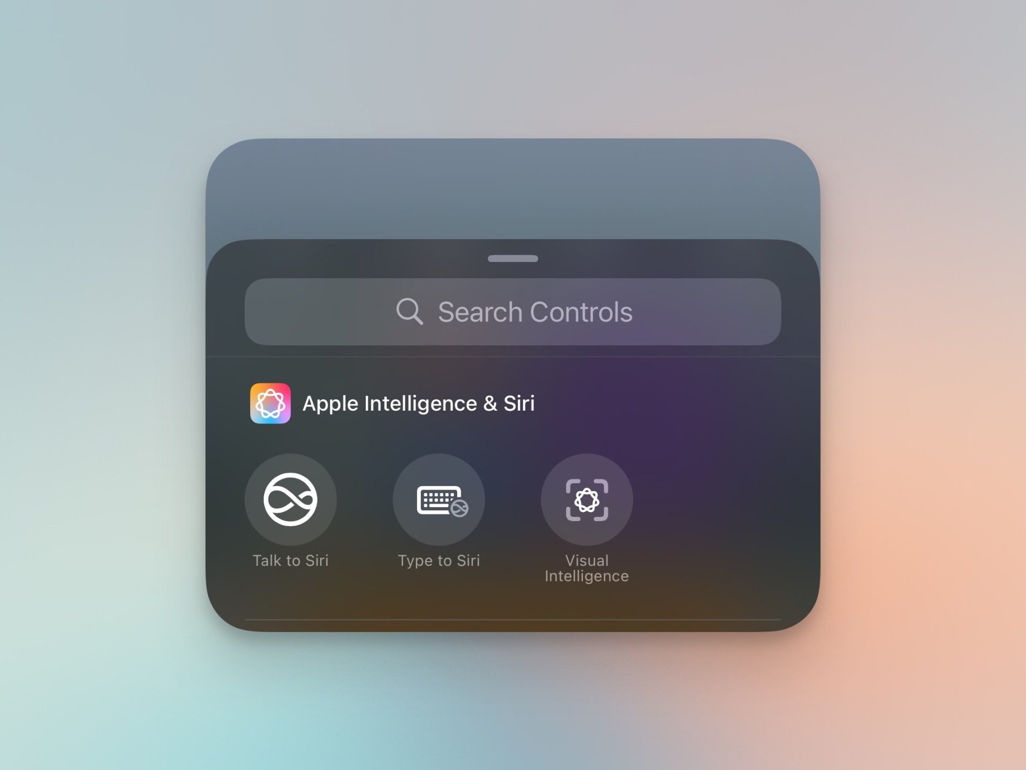 Apple Intelligence features in Control Center.