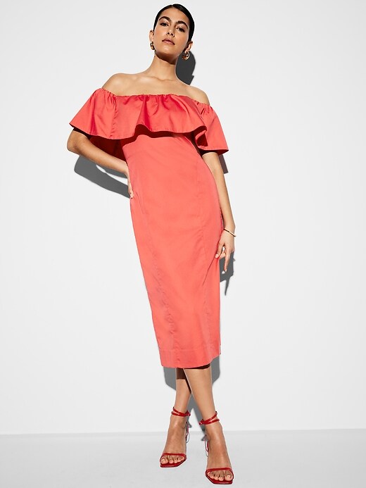 The Occasion by Old Navy Ruffle Satin Midi Dress