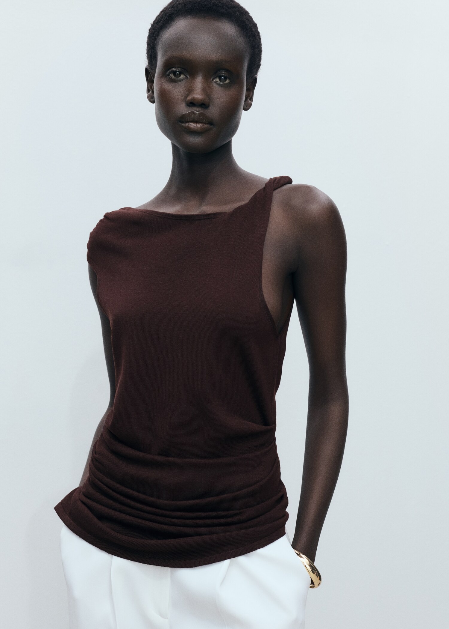 MANGO, Asymmetrical Fine-Knit Top