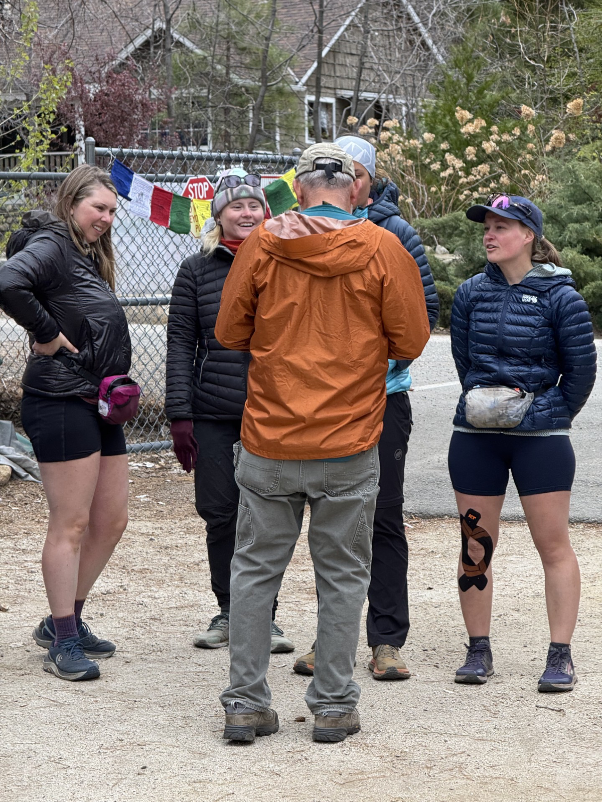 Trail angel Stephen Scarano talks with a group of hikers along the PCT.