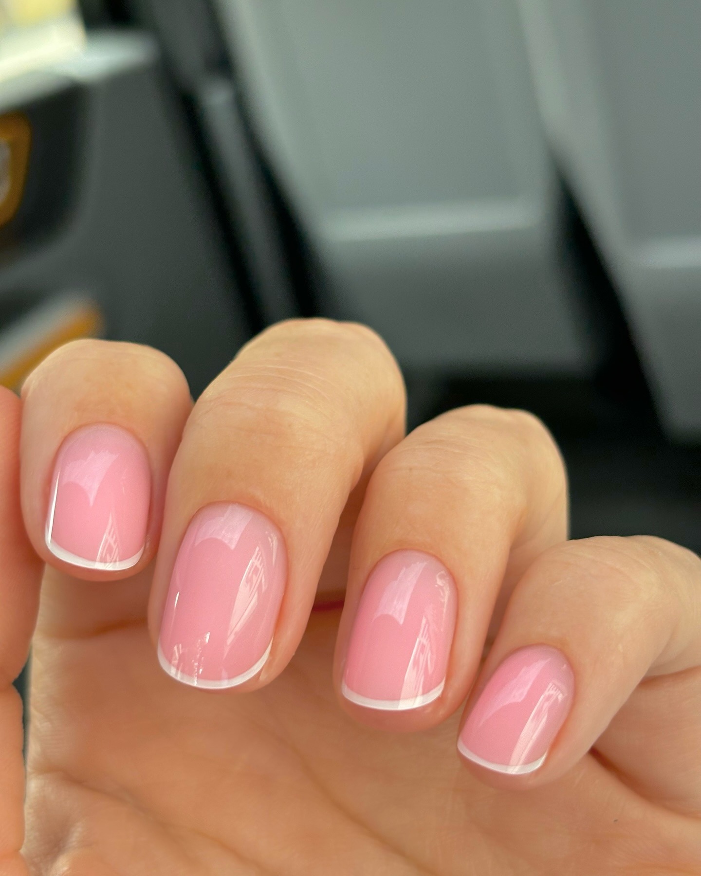 A pink, glass French manicure