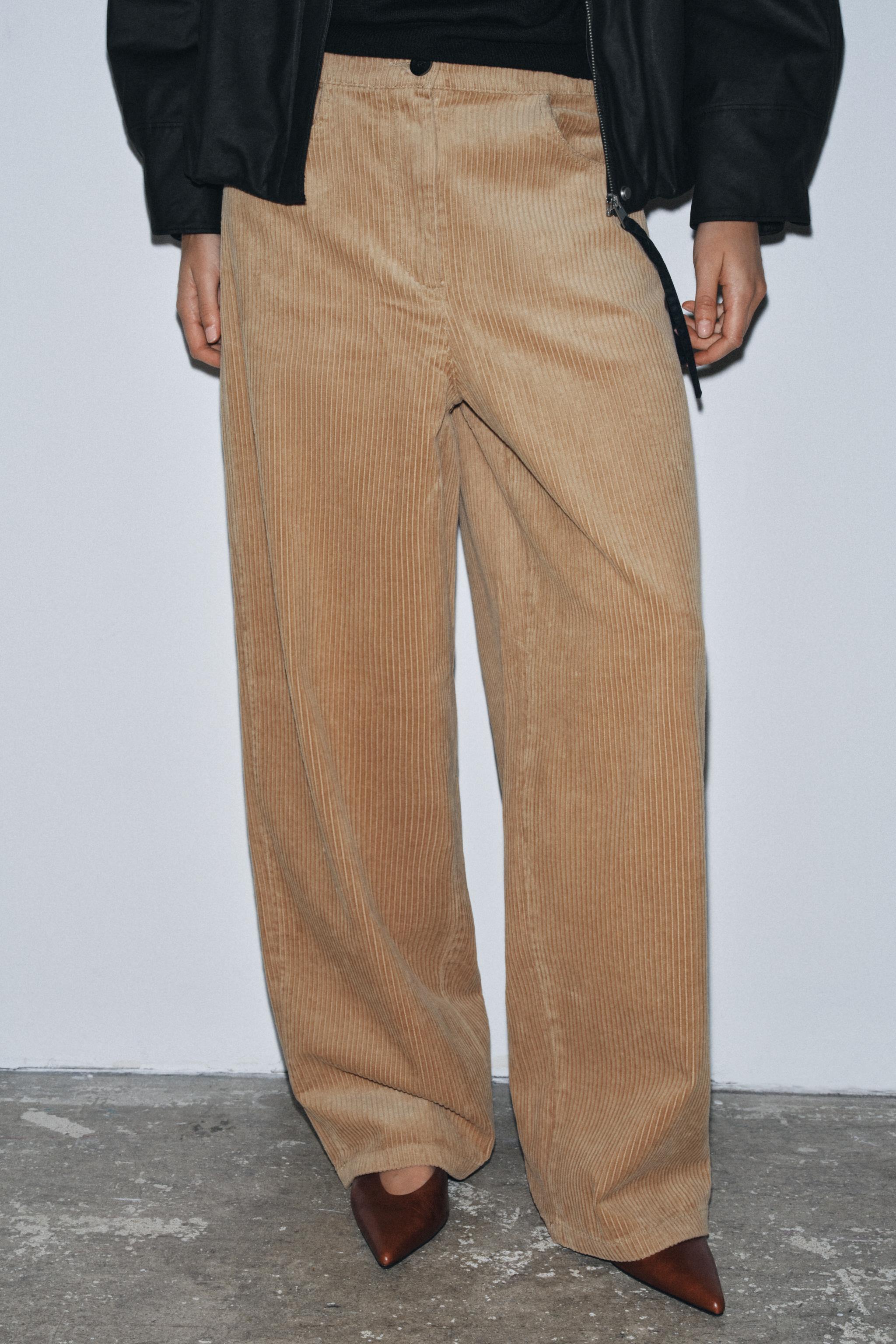 Zw Collection Wide Leg Corduroy Pants