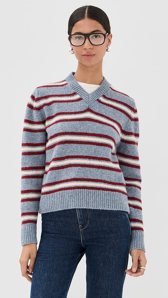 &amp;daughter Shetland Stripe V Neck