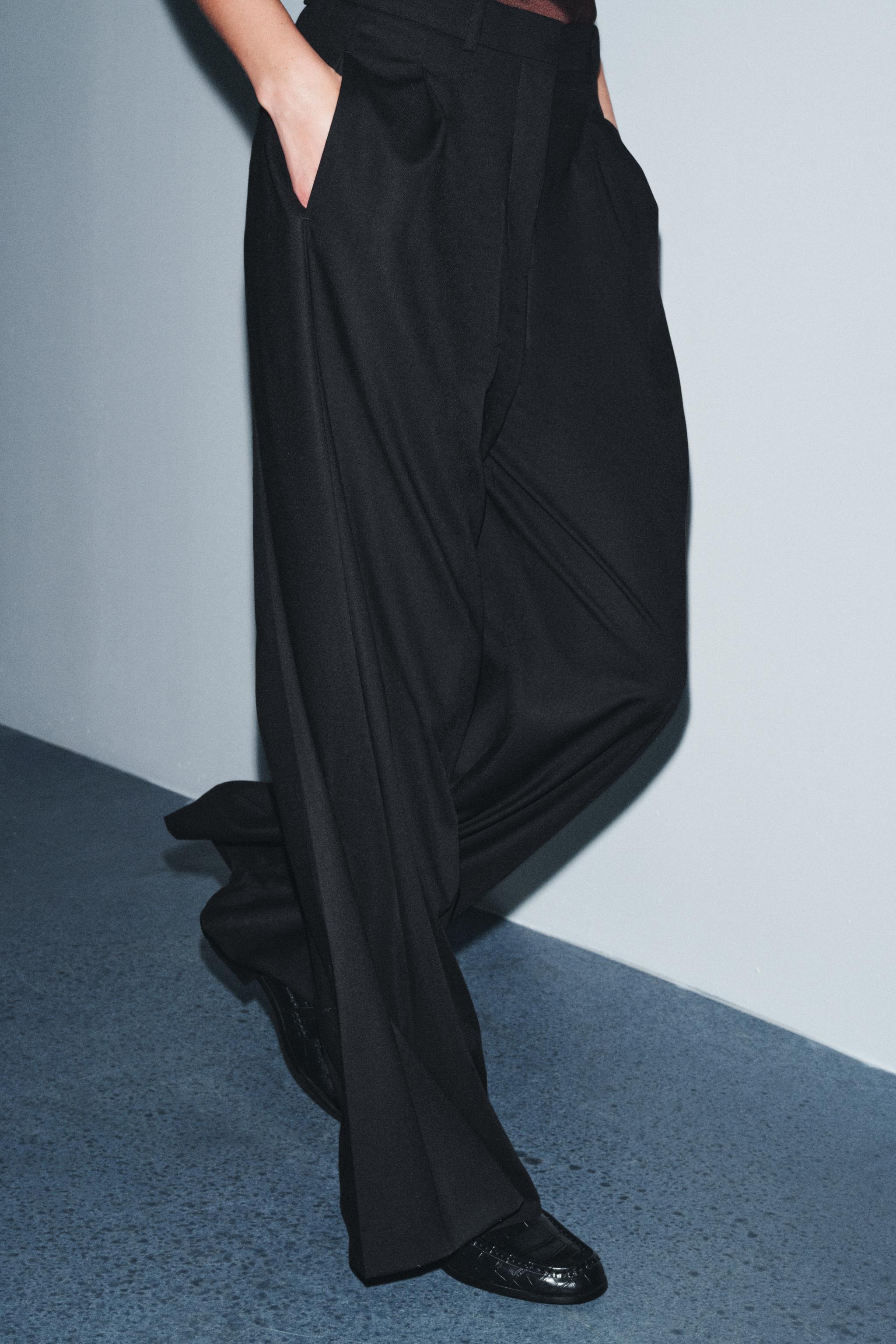 Wide Leg Pleated Pants Zw Collection